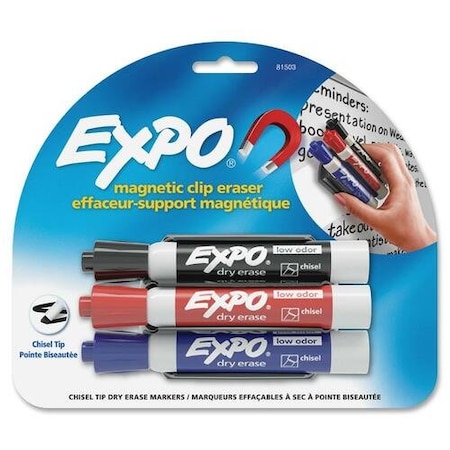 Dymo EXPO 81503, MAGNETIC CLIP ERASER, BROAD CHISEL TIP, ASSORTED COLORS SAN81503